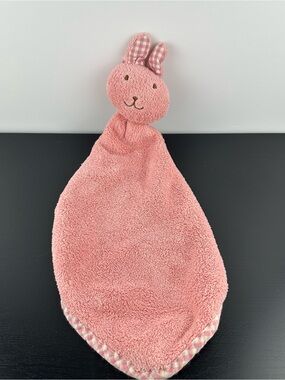 Miniso RARE Pink Bunny Rabbit Lovey Towel 16" Plush Stuffed Animal Blanket